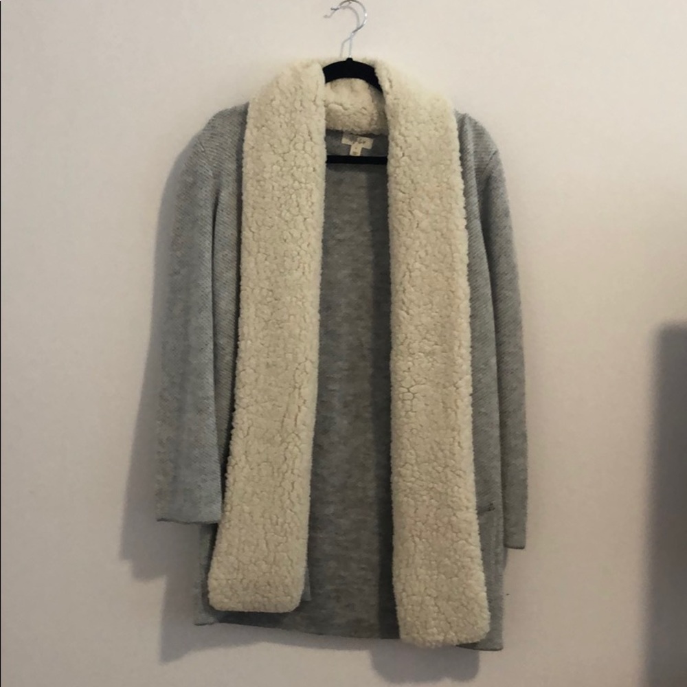 Sherpa collar long cardigan